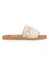 Chloé X High Summer Woody Embroidered Logo Flat Sandals In Pink
