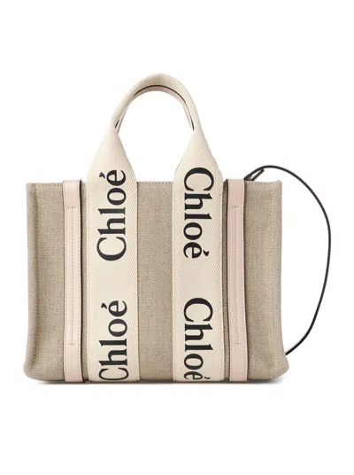 Chloé Chloe` Women Woody Small Linen Tote Bag In Multi