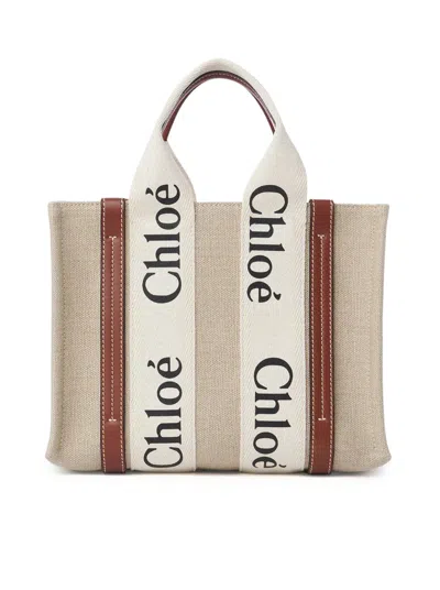 Chloé Chloe` Women Woody Small Linen Tote Bag In Multi