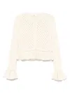 Chloé Latte-colored Crochet Cardigan In Cotton Blend In Metallic