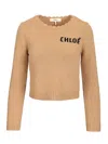 Chloé Scalloped Wool And Cashmere Blend Sweater In Brown