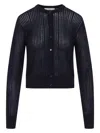 Chloé Navy Blue Fitted Cardigan In Wool Knit In Blue