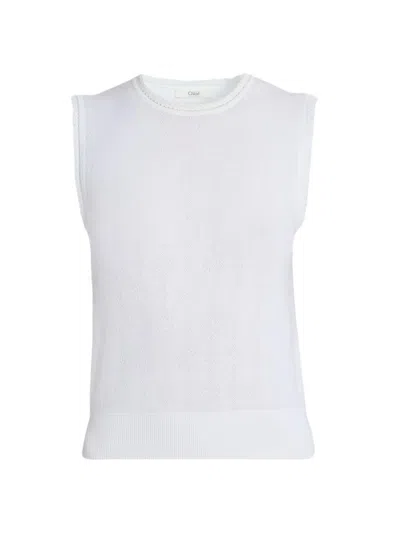 Chloé Women's Wool Knit Sleeveless Top In White