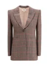 Chloé Women Wool Plaid Blazer In Brown