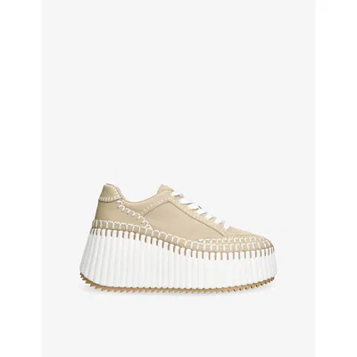 Chloé Womens Chloe Nama Runner Platform Woven Trainers In Sand