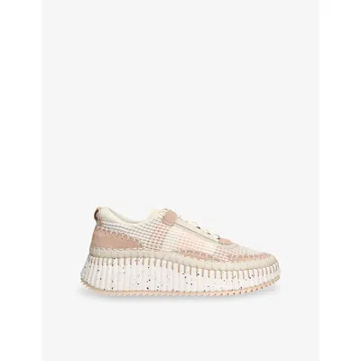 Chloé Womens Beige Oth Nama Mesh And Suede Low-top Trainers Eur 37 / 4 Uk In Brown