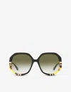 Chloé Chloe Womens Black Ch0105s Hexagonal-frame Acetate Sunglasses In Black