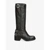 Chloé New Bikers Buckled Textured-leather Boots In Black