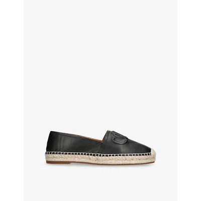 CHLOÉ WOMENS BLACK ISLA LOGO-EMBOSSED LEATHER ESPADRILLES EUR 41 / 8 UK