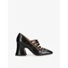 Chloé Womens Black Janis 80 Block-heel Leather Pumps Eur 39.5 / 6.5 Uk In Black