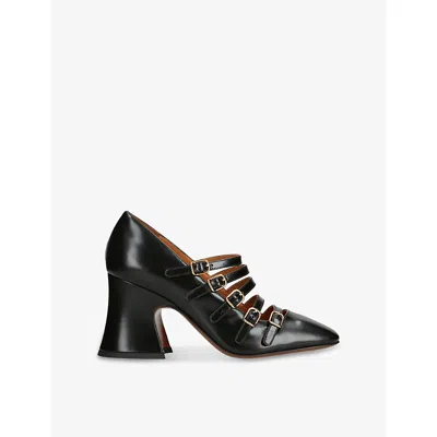 Chloé Womens Black Janis 80 Block-heel Leather Pumps Eur 39.5 / 6.5 Uk