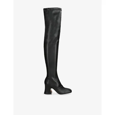 Chloé Womens Black Janis 80 Over-the-knee Leather Boots Eur 40 / 7 Uk