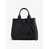 Chloé Womens Carry Small Canvas Tote Bag Black Navy In Black Navy