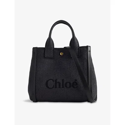 Chloé Womens Carry Small Canvas Tote Bag Black Navy