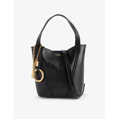 CHLOÉ WOMENS BLACK SPIN SMALL LEATHER TOTE BAG