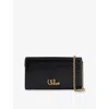 Chloé Iconic Flap Wallet On Chain In Shiny Calfskin In Black