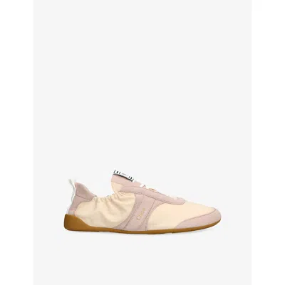 CHLOÉ WOMENS BLUSH KICK WOVEN AND SUEDE TRAINERS EUR 39 / 6 UK