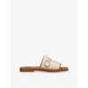 Chloé X High Summer Woody Embroidered Logo Flat Sandals In Neutral