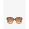 Chloé Womens Ch0240s Square-frame Acetate Sunglasses Brown In Brown
