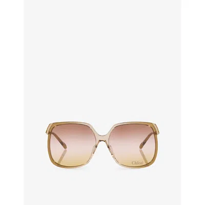Chloé Womens Brown Ch0286s Square-frame Acetate Sunglasses In Green