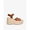 Chloé Espadrilles Compensées Isla Femme Brun Taille 36 100% Cuir De Veau