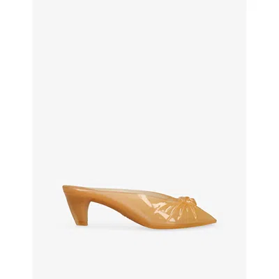 Chloé Womens Chloe Square-toe Jelly Heeled Mules In Neutral