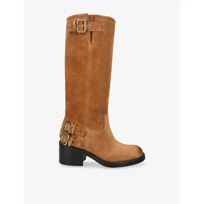Chloé Womens Camel Dakota Knee-high Suede Boots Eur 38/5 Uk In Brown