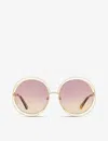 Chloé Logo-engraved Round-frame Sunglasses In Pink