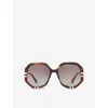 Chloé Womens Brown Ch0105s Hexagonal-frame Acetate Sunglasses In Pink