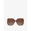 Chloé Womens Ch0286s Square-frame Acetate Sunglasses Brown In Brown