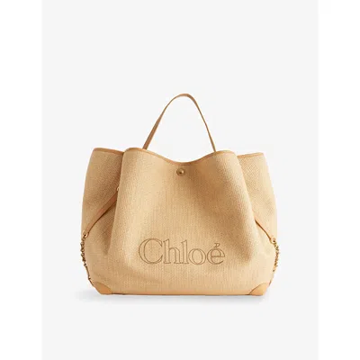 Chloé Womens Bleached Brown Clover Large Cotton-canvas Tote Bag