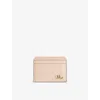 Chloé Iconic Logo Shiny Leather Cardholder In Pink