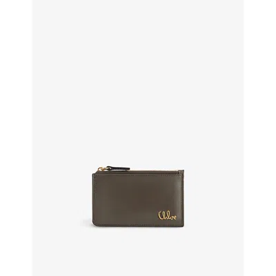 Chloé Womens Iconic Small Zipped Leather Wallet Flannel Grey