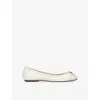Chloé Womens Bone Iris Ballerina Leather Flats Eur 39 / 6 Uk In Bone