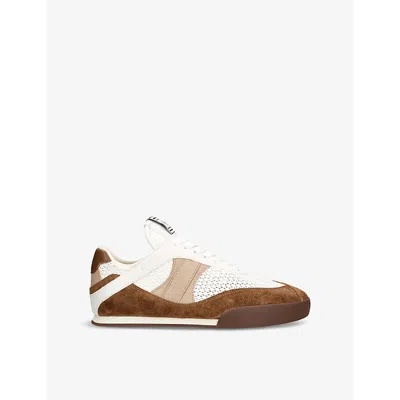CHLOÉ WOMENS BROWN/OTH KICK BRAND-PATCH LOW-TOP SUEDE TRAINERS EUR 42/ 9 UK