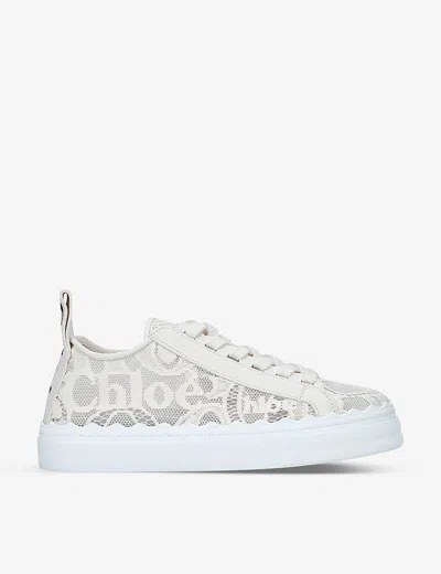 CHLOÉ WOMENS BEIGE LAUREN BRAND-MOTIF LACE TRAINERS EUR 36 / 3 UK,42616292