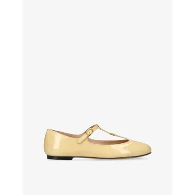 Chloé Marcie Embellished Metallic Cracked-leather Ballet Flats In Gold