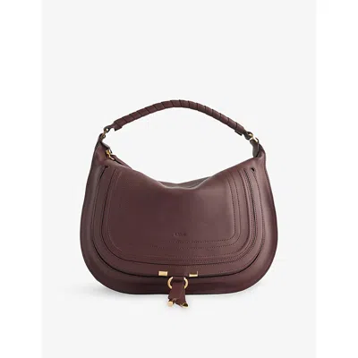 Chloé Womens Dark Velvet Marcie Medium Leather Hobo Bag In Burgundy