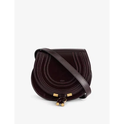Chloé Marcie Shoulder Bag In Black Leather In Auburn Red