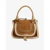 Chloé Marcie Small Leather And Shearling-trimmed Suede Shoulder Bag In Brown