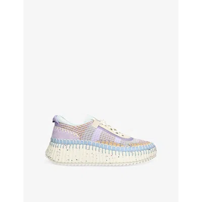 CHLOÉ WOMENS CHLOE NAMA RUNNER HAND-STITCH LEATHER LOW-TOP TRAINERS