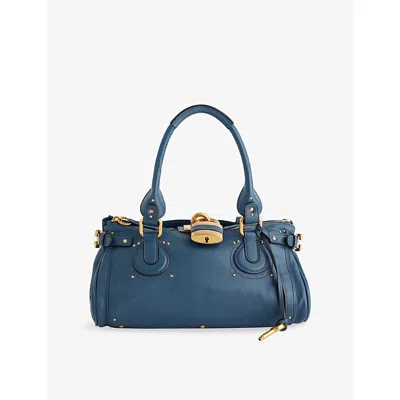Chloé Womens Tapestry Blue Paddington Leather Top-handle Bag