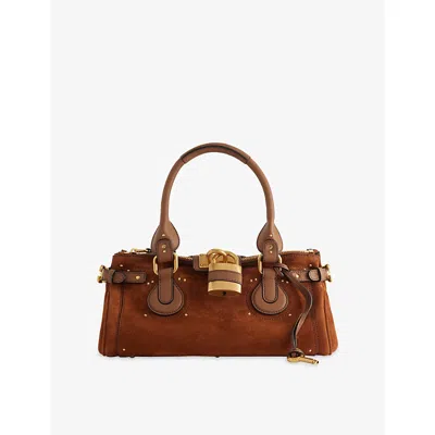 Chloé Womens Vintage Brown Paddington Suede Tote Bag