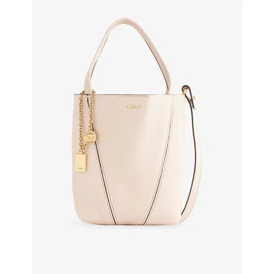Chloé Womens Cement Pink Spin Small Leather Tote Bag