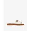 Chloé Mini Ribbons Embroidered Citrus Motif Sandals In Neutral