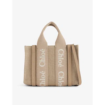 Chloé Womens Boyish Brown Woody Mini Linen Tote Bag