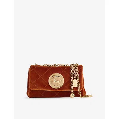 Chloé Womens Clay Brown Heritage Small Velvet Cross-body Bag