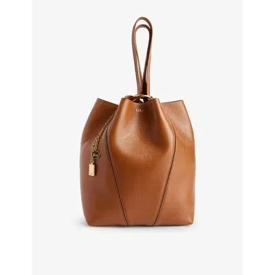 Chloé Womens Clay Brown Spin Medium Leather Tote Bag