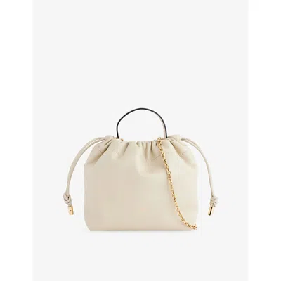 Chloé Womens Cloudy Cream Icons Mini Chain Drawstring Leather Cross-body Bag In Gray