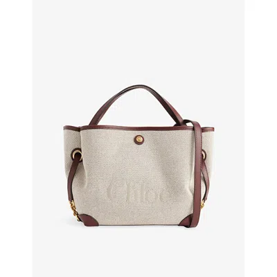 Chloé Womens Crafty Brown Clover Small Cotton-canvas Tote Bag